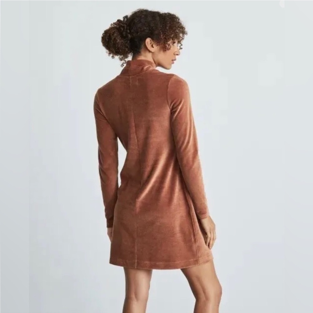 Everlane The Velour Mini Dress Brown Base - Size M - Picture 2 of 7